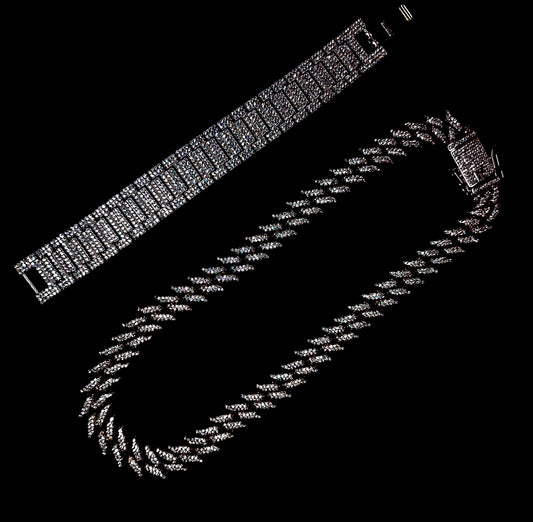 Thorn Iced Chain & Jubilee Iced Bracelet Set