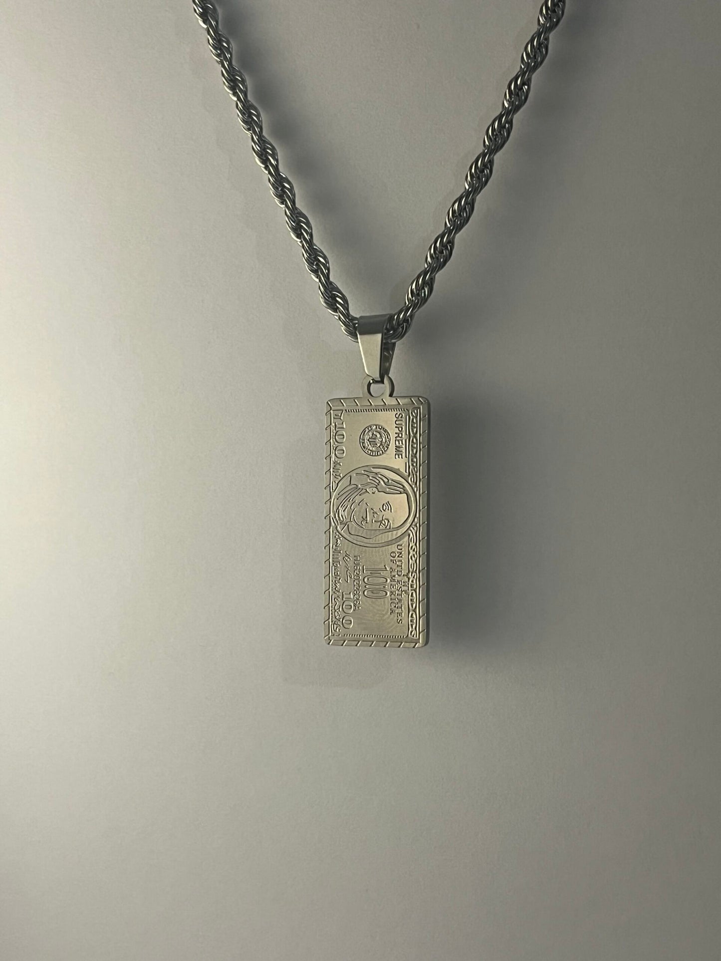 Dollar Bill Pendant Silver