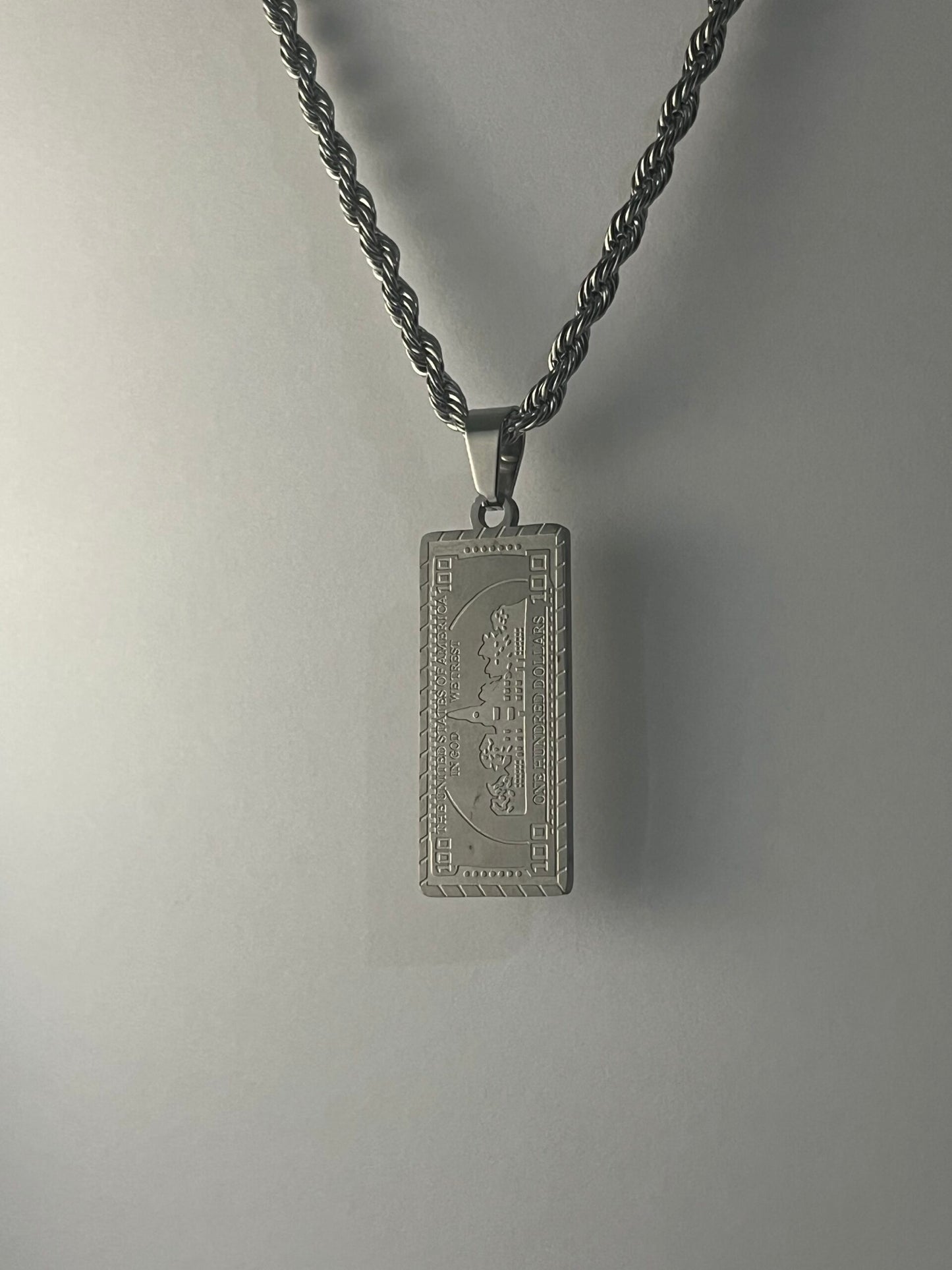 Dollar Bill Pendant Silver