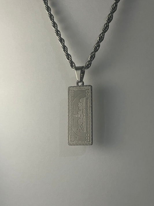 Dollar Bill Pendant Silver